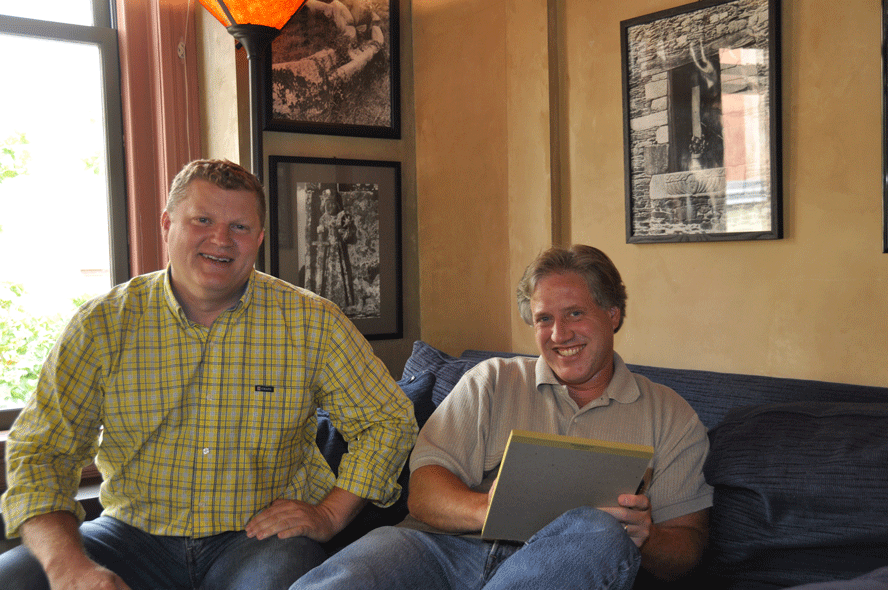 A couple of other members, Daryl and Glen, on the couch in my office. Scott sold me the couch when he moved on: he's back now!