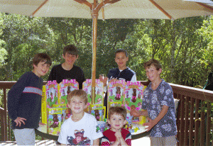 The children on the deck after finding their Easter eggs in 2001. Alex was only 3! 