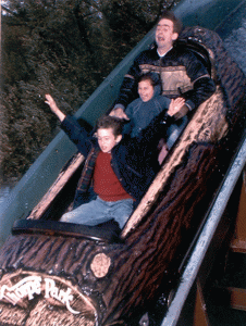 Taking care of grandma's affairs brought us to the UK several times during the fall. On one of them, we visited Thorp Park, an English fun fair, which took this great shot on their water ride.