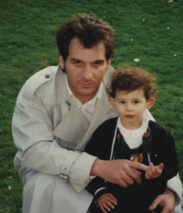 Daphné with her father: This was taken in April 1990, according to Marie-Hélène. 