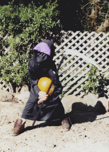 Alban during his first Halloween in Santa Cruz, 1997. Costume, check, pumpkin, check!