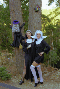 Amélie is the nun with thighs: I didn't know that nuns were endowed thighs! That witch crashed into the tree on her broomstick was my favorite Halloween decoration at home.
