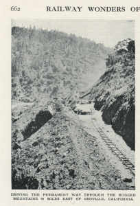 The Feather River Canyon, from dad's amazing four-volume book. This was actually the last rail built across the Sierra Nevada, completed in 1909.