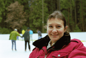 Maman on the ice rink: she always enjoys winter sports. 