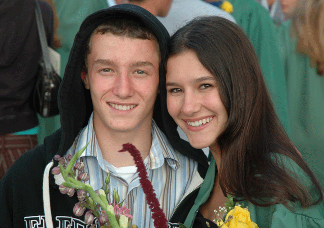 Daphné at her Harbor High School graduation in 2005, a semester early. The photo was taken by her maman. Even Alban smiled for the camera on that occasion!
