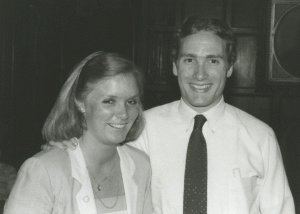 David Boyd and his fiancee at a party in 1982. I knew her as Muffie, but think that her name was Dede. While he was at law school, she suggested that he learn how to play tennis so that he could advance himself in his chosen Chicago law firm. It worked! His career prospered. But his number came up too soon. We don't know the details.