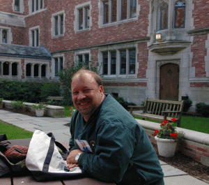 Charlie Reardon, Managing Director at a major investment bank, in the law school's main quadrangle. Our first year at the school, most of us lived in dorm rooms off one of the law school's quadrangles. They have since been converted, regrettably, into offices.