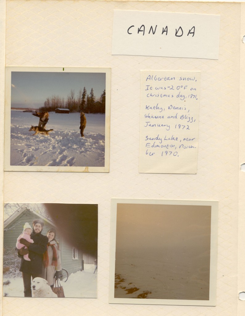 The first page with a "Canada" theme in that first 1979 photo album: memories of my time in Canada in 1971-2 were still strong.