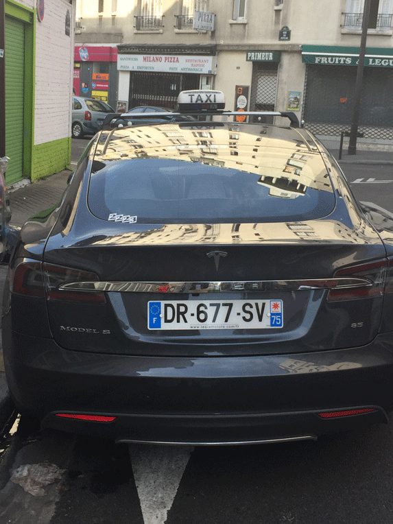Silicon Valley comes to Paris: Tesla Model S taxicab. Not sure that I grasp the economics of this.