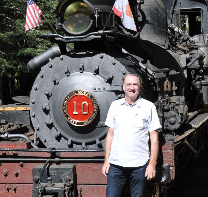 One of my hobbies, steam locomotives. This one hauls a replica logging train through the Sierra Nevada near Yosemite.