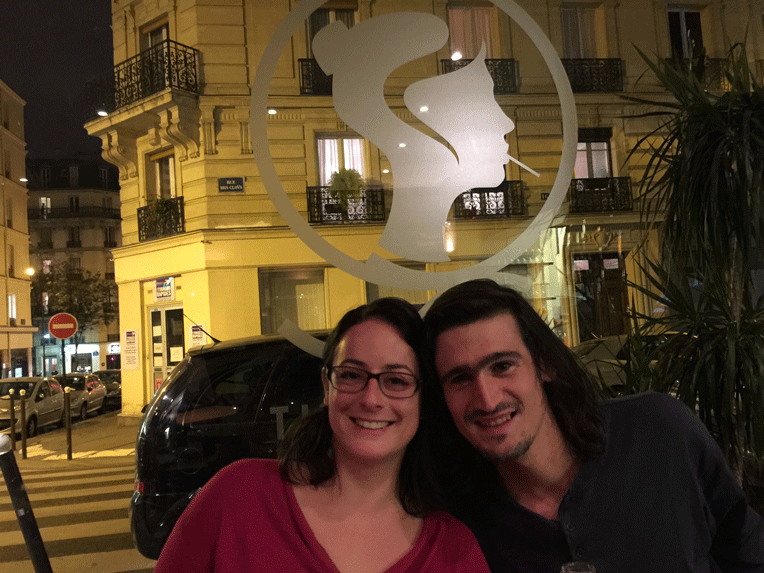 Charlotte and Nick out for dinner with us near their place at the 