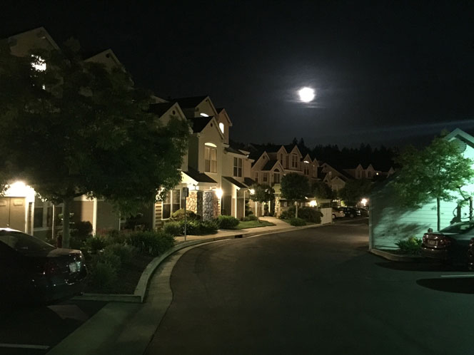 Our condo complex in Scotts Valley under a full moon. 