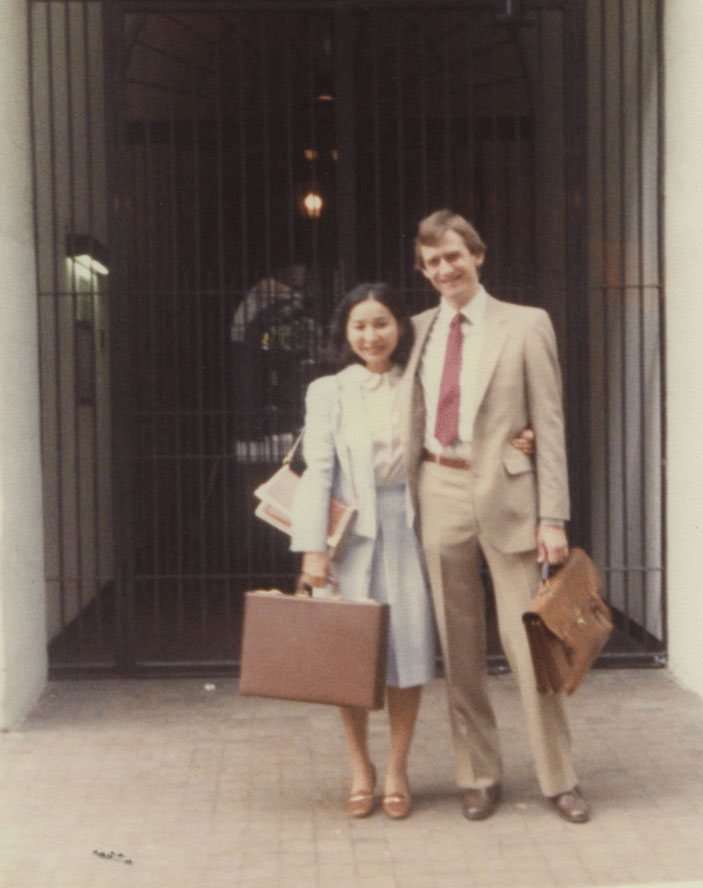 With Meri outside our Village apartment that summer of 1981. On the back of the photo, she wrote that we were "off to conquer the world of law from the iron-gated entry of their Village apartment building." 